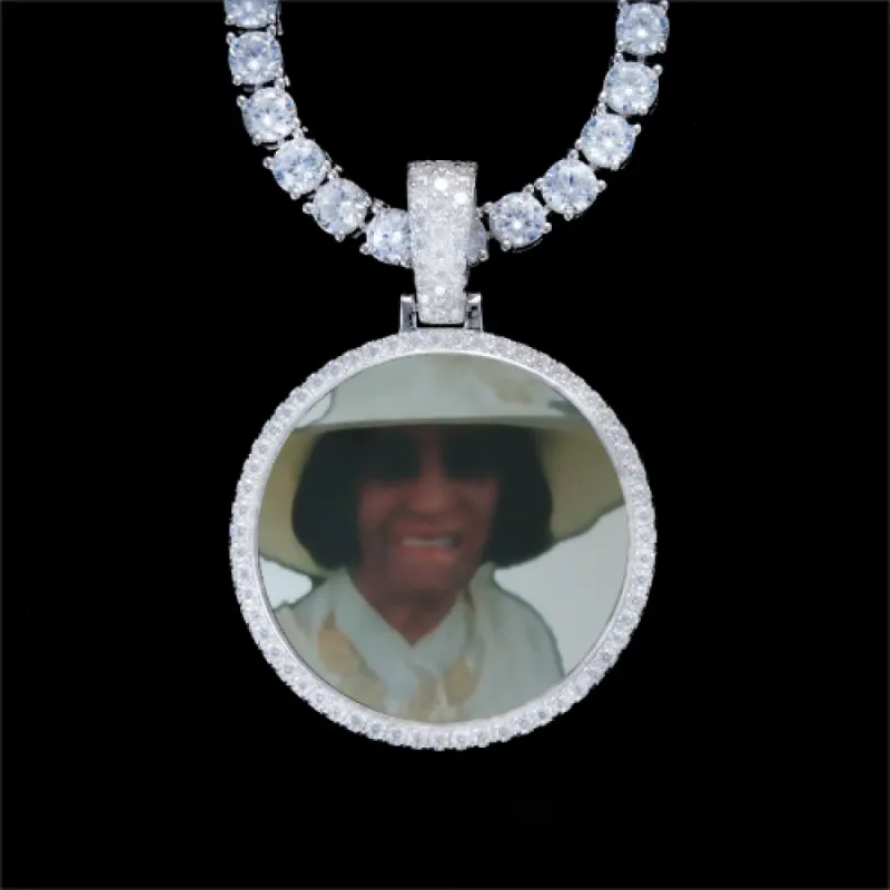 925S & VVS Moissanite 3D Circle Custom Picture Pendant sold by The GUU Shop