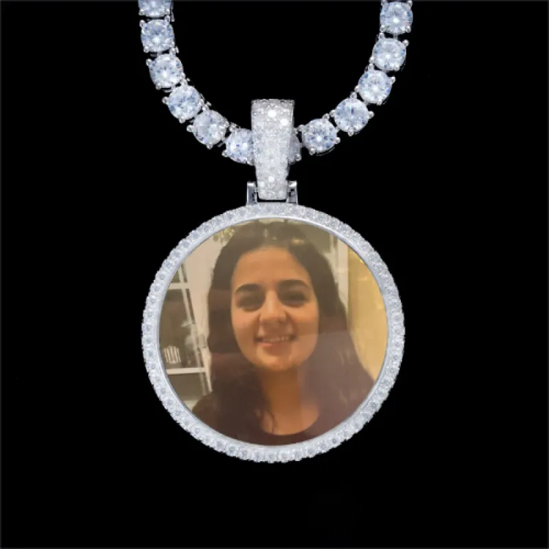 925S & VVS Moissanite 3D Circle Custom Picture Pendant sold by The GUU Shop