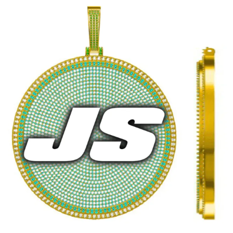 CUSTOM LETTER NECKLACE 3D BIG DISC sold by The GUU Shop