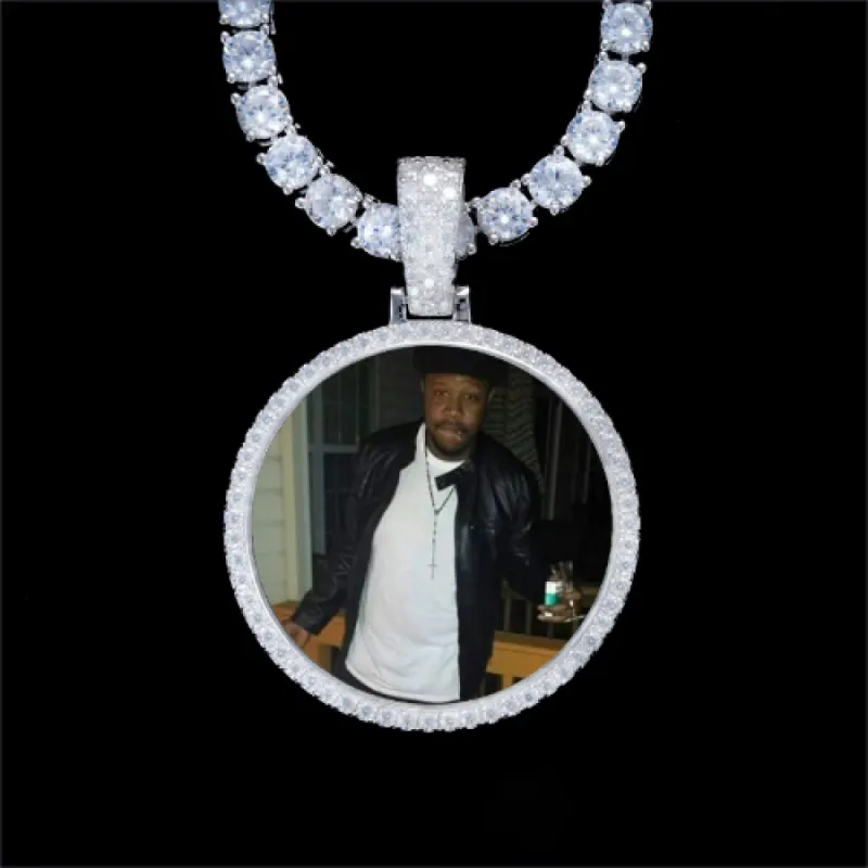925S & VVS Moissanite 3D Circle Custom Picture Pendant sold by The GUU Shop