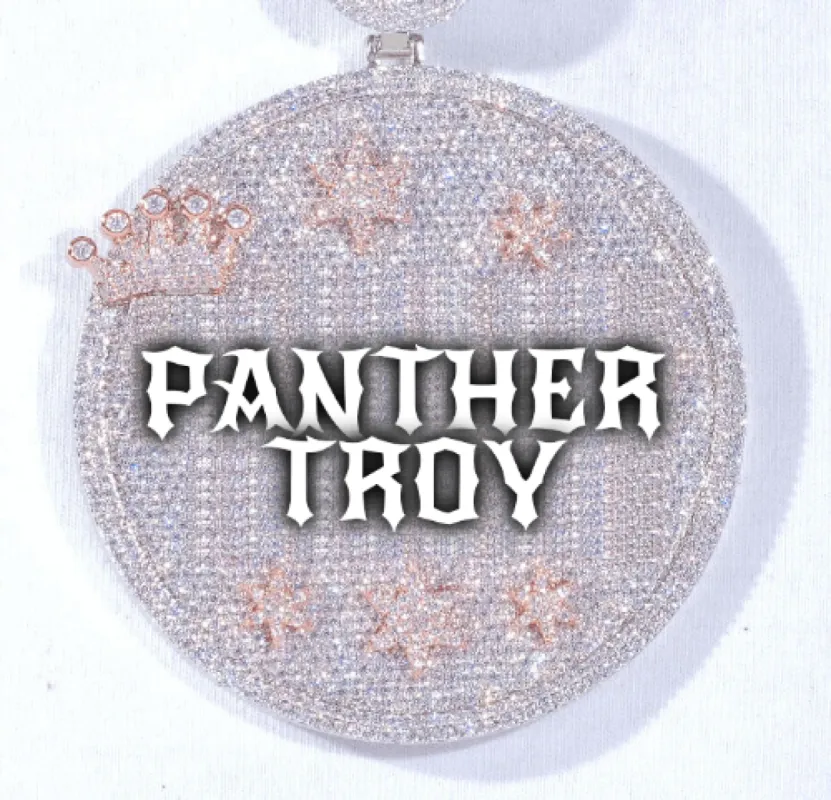 CUSTOM LETTER NECKLACE 3D BIG CROWN DISC sold by The GUU Shop