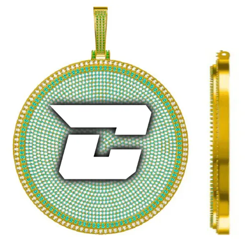 CUSTOM LETTER NECKLACE 3D BIG DISC sold by The GUU Shop