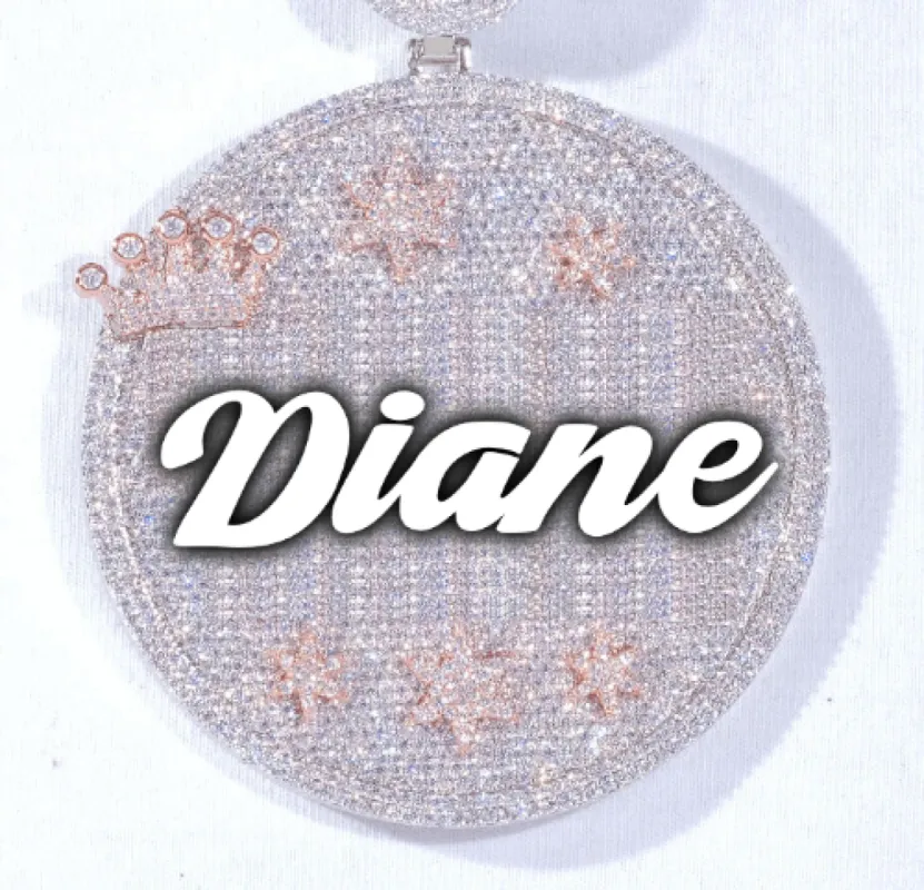 CUSTOM LETTER NECKLACE 3D BIG CROWN DISC sold by The GUU Shop