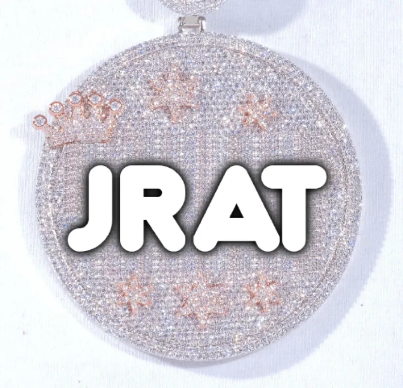 CUSTOM LETTER NECKLACE 3D BIG CROWN DISC sold by The GUU Shop