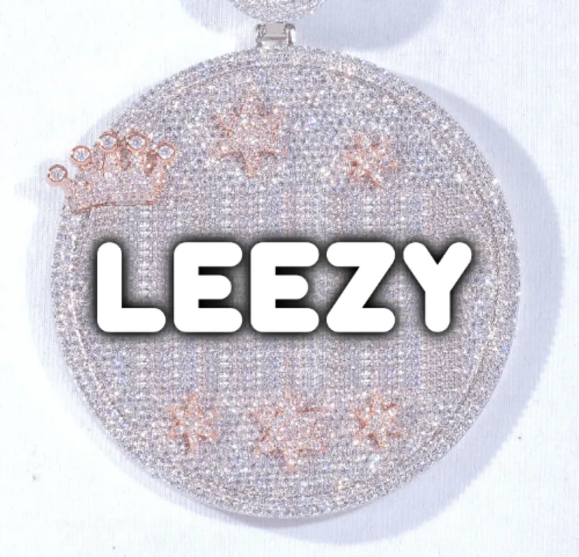 CUSTOM LETTER NECKLACE 3D BIG CROWN DISC sold by The GUU Shop