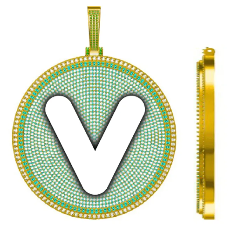 CUSTOM LETTER NECKLACE 3D BIG DISC sold by The GUU Shop