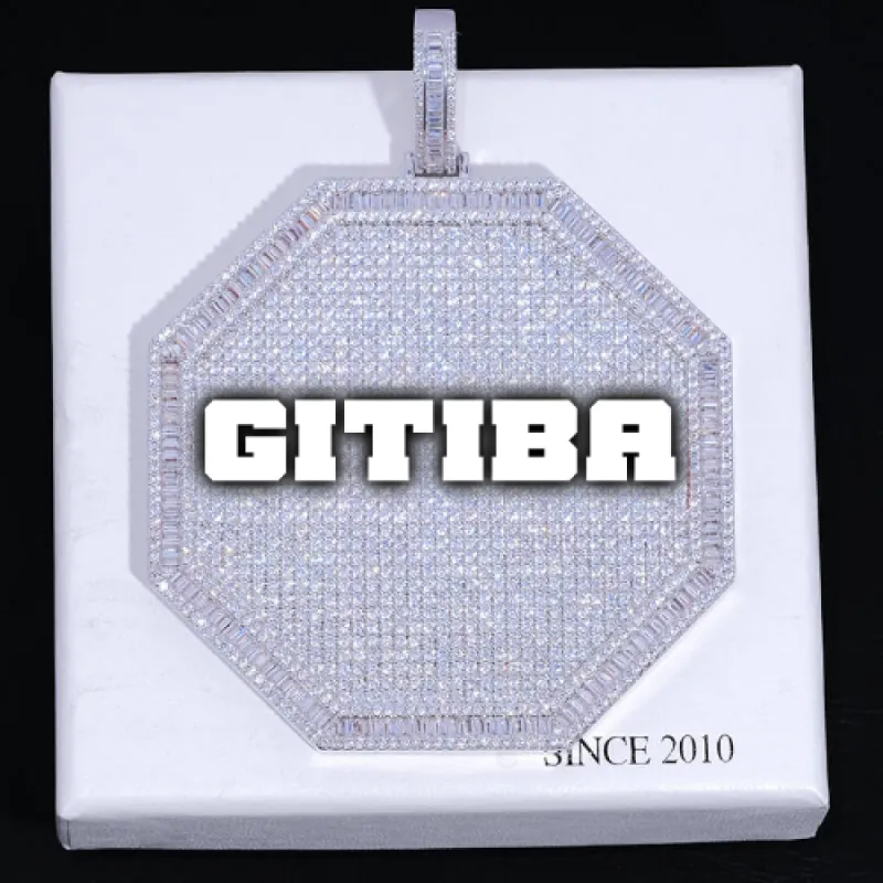 CUSTOM LETTER NECKLACE 3D BIG OCTAGON sold by The GUU Shop
