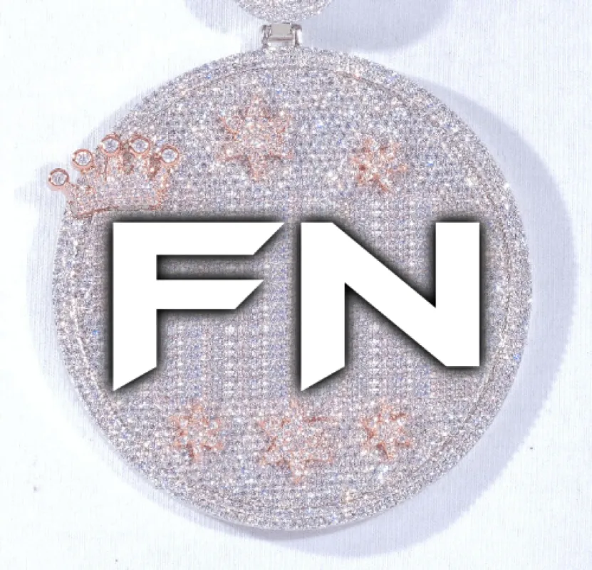 CUSTOM LETTER NECKLACE 3D BIG CROWN DISC sold by The GUU Shop