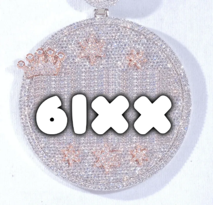 CUSTOM LETTER NECKLACE 3D BIG CROWN DISC sold by The GUU Shop