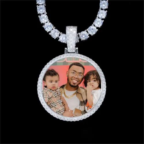 925S & VVS Moissanite 3D Circle Custom Picture Pendant sold by The GUU Shop