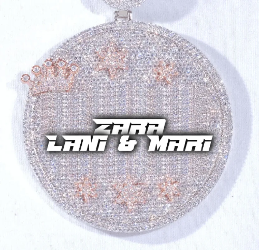 CUSTOM LETTER NECKLACE 3D BIG CROWN DISC sold by The GUU Shop