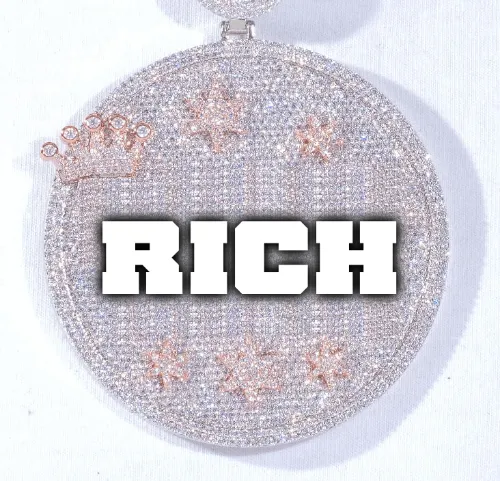 CUSTOM LETTER NECKLACE 3D BIG CROWN DISC sold by The GUU Shop