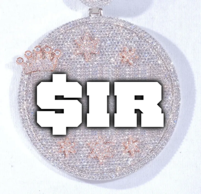 CUSTOM LETTER NECKLACE 3D BIG CROWN DISC sold by The GUU Shop