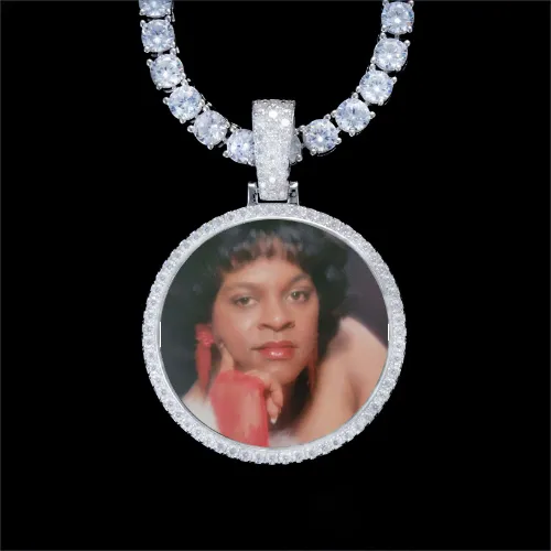 925S & VVS Moissanite 3D Circle Custom Picture Pendant sold by The GUU Shop