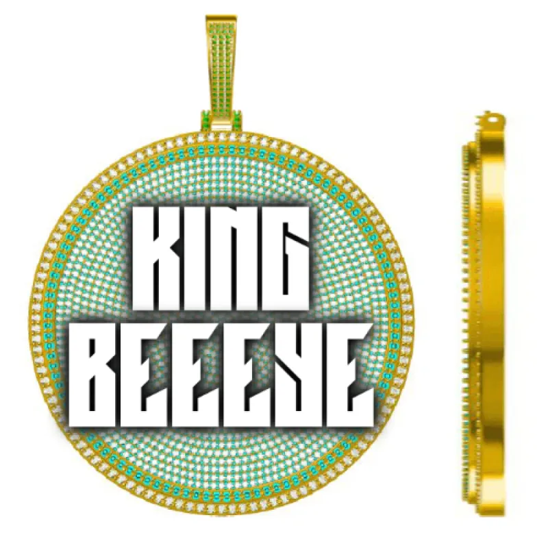 CUSTOM LETTER NECKLACE 3D BIG DISC sold by The GUU Shop