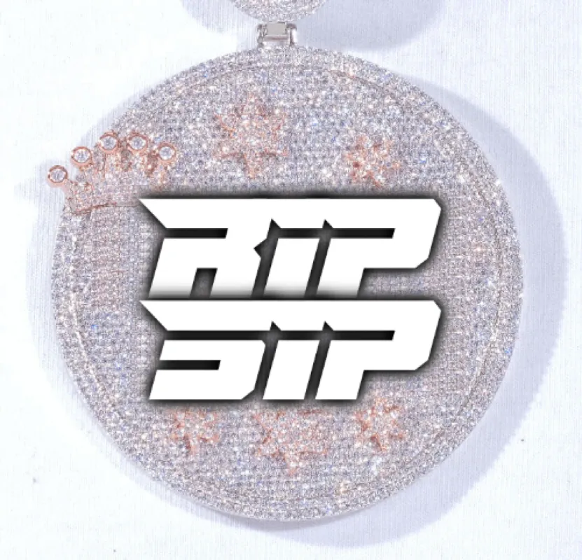 CUSTOM LETTER NECKLACE 3D BIG CROWN DISC sold by The GUU Shop