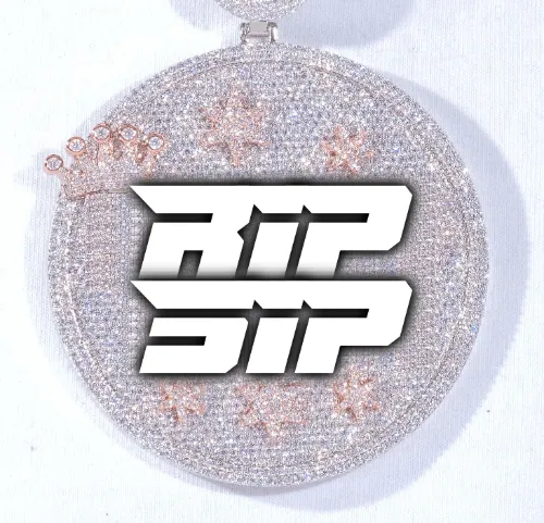 CUSTOM LETTER NECKLACE 3D BIG CROWN DISC sold by The GUU Shop