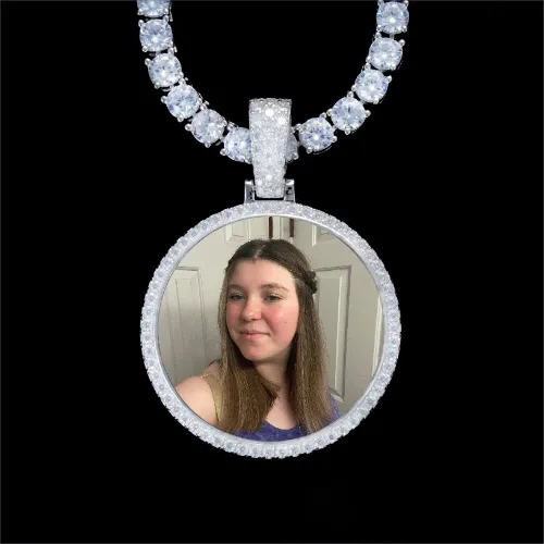 925S & VVS Moissanite 3D Circle Custom Picture Pendant sold by The GUU Shop