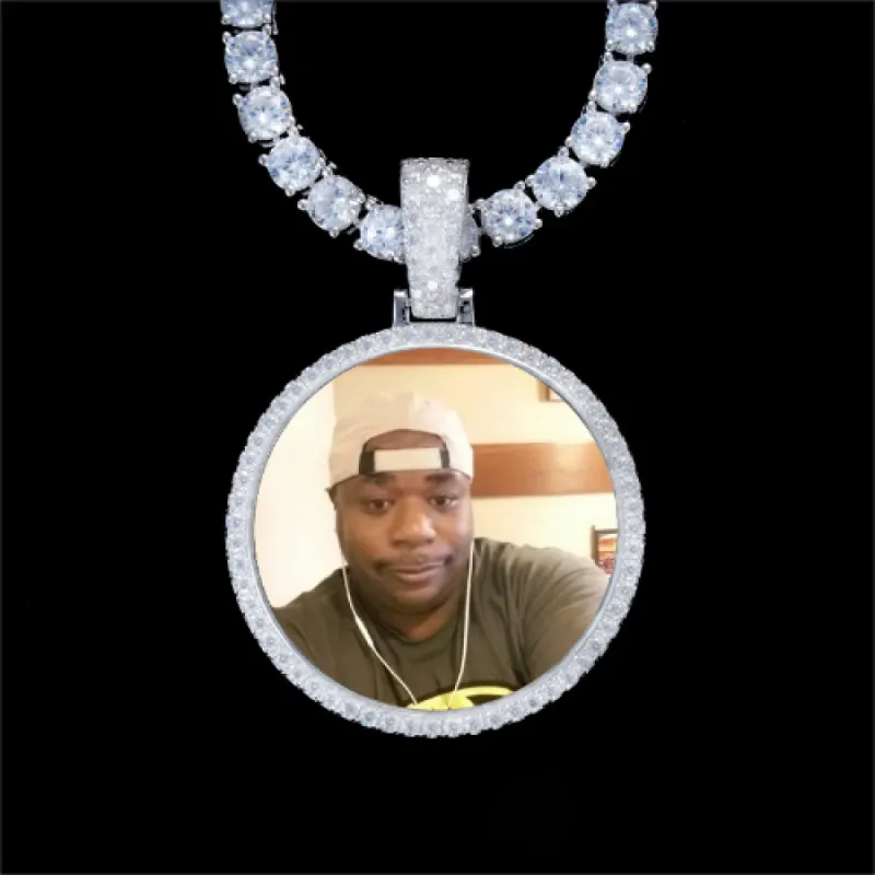 925S & VVS Moissanite 3D Circle Custom Picture Pendant sold by The GUU Shop