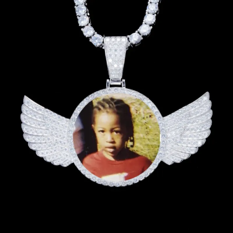 925S & VVS Moissanite 3D Wing Custom Picture Pendant sold by The GUU Shop