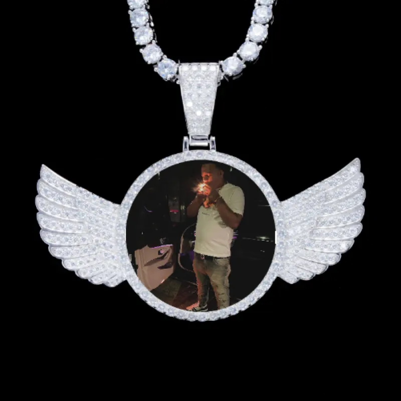 925S & VVS Moissanite 3D Wing Custom Picture Pendant sold by The GUU Shop