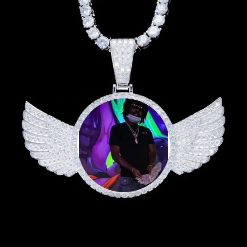 925S & VVS Moissanite 3D Wing Custom Picture Pendant sold by The GUU Shop