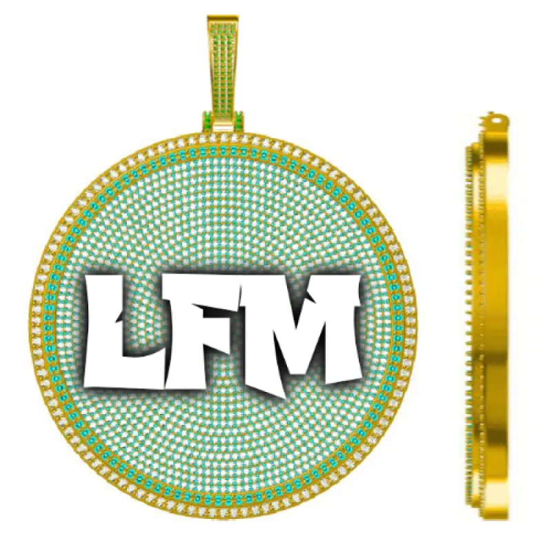 CUSTOM LETTER NECKLACE 3D BIG DISC sold by The GUU Shop