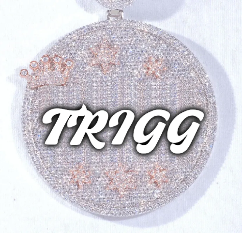 CUSTOM LETTER NECKLACE 3D BIG CROWN DISC sold by The GUU Shop