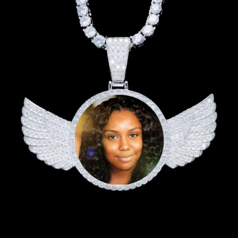 925S & VVS Moissanite 3D Wing Custom Picture Pendant sold by The GUU Shop
