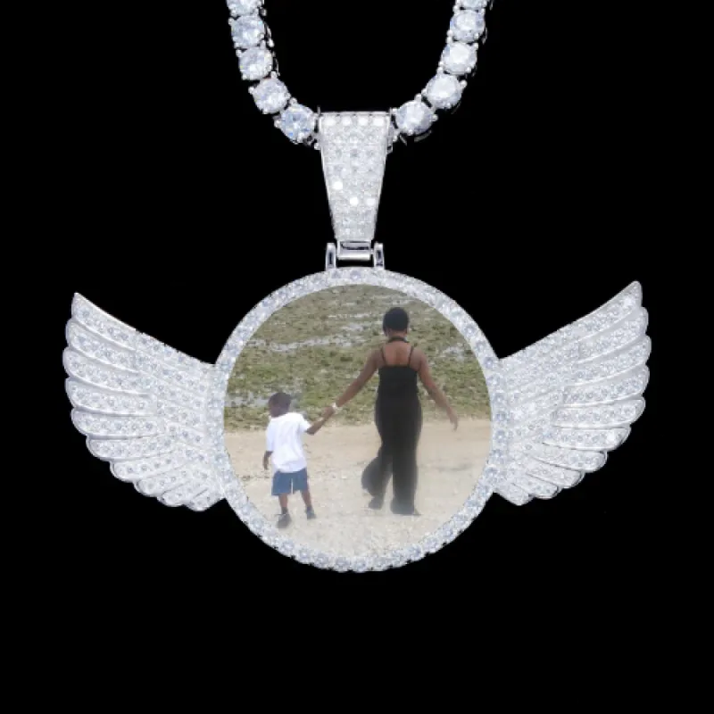 925S & VVS Moissanite 3D Wing Custom Picture Pendant sold by The GUU Shop