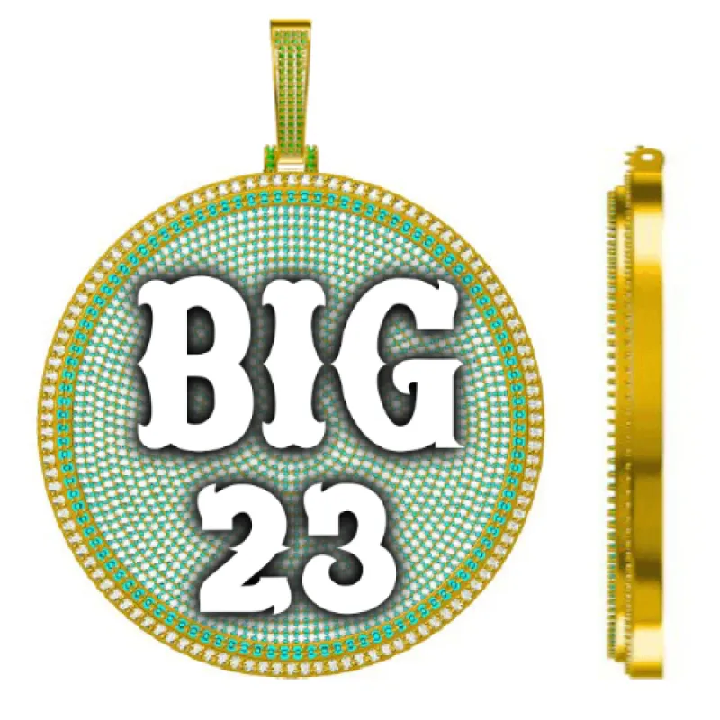 CUSTOM LETTER NECKLACE 3D BIG DISC sold by The GUU Shop