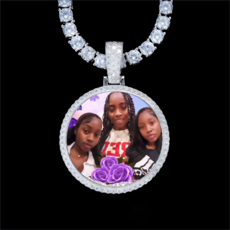 925S & VVS Moissanite 3D Circle Custom Picture Pendant sold by The GUU Shop