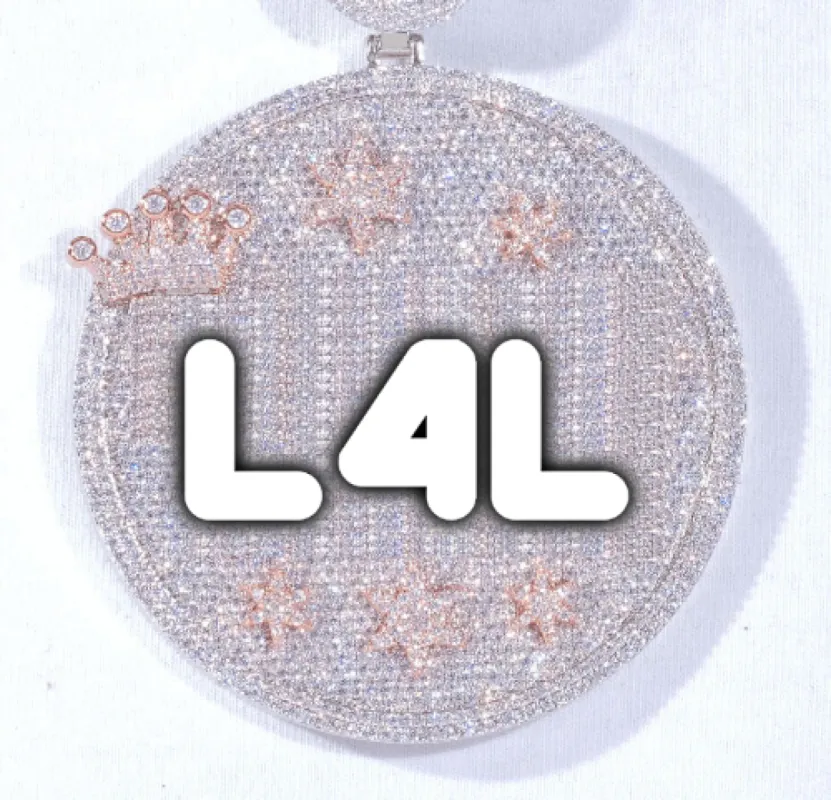 CUSTOM LETTER NECKLACE 3D BIG CROWN DISC sold by The GUU Shop