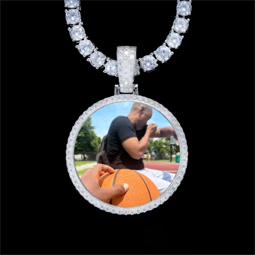 925S & VVS Moissanite 3D Circle Custom Picture Pendant sold by The GUU Shop