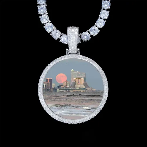 925S & VVS Moissanite 3D Circle Custom Picture Pendant sold by The GUU Shop