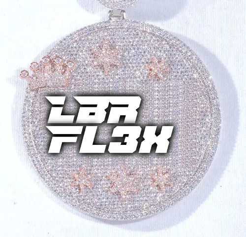 CUSTOM LETTER NECKLACE 3D BIG CROWN DISC sold by The GUU Shop