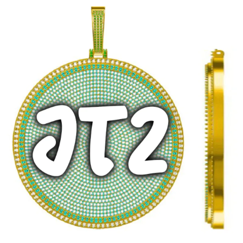 CUSTOM LETTER NECKLACE 3D BIG DISC sold by The GUU Shop