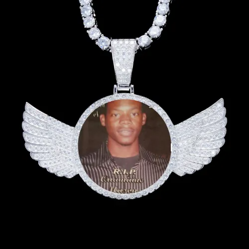 925S & VVS Moissanite 3D Wing Custom Picture Pendant sold by The GUU Shop