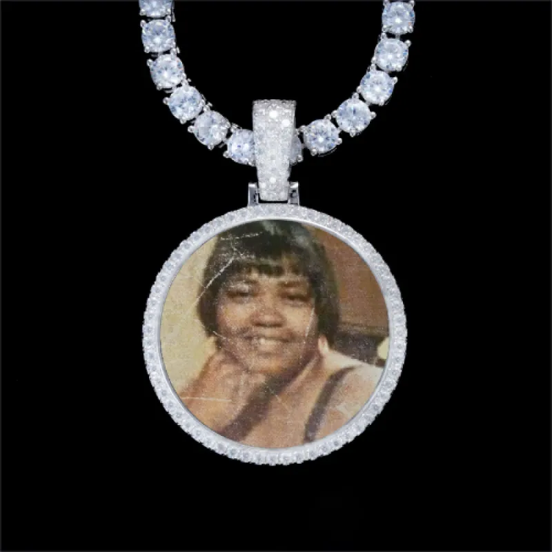 925S & VVS Moissanite 3D Circle Custom Picture Pendant sold by The GUU Shop