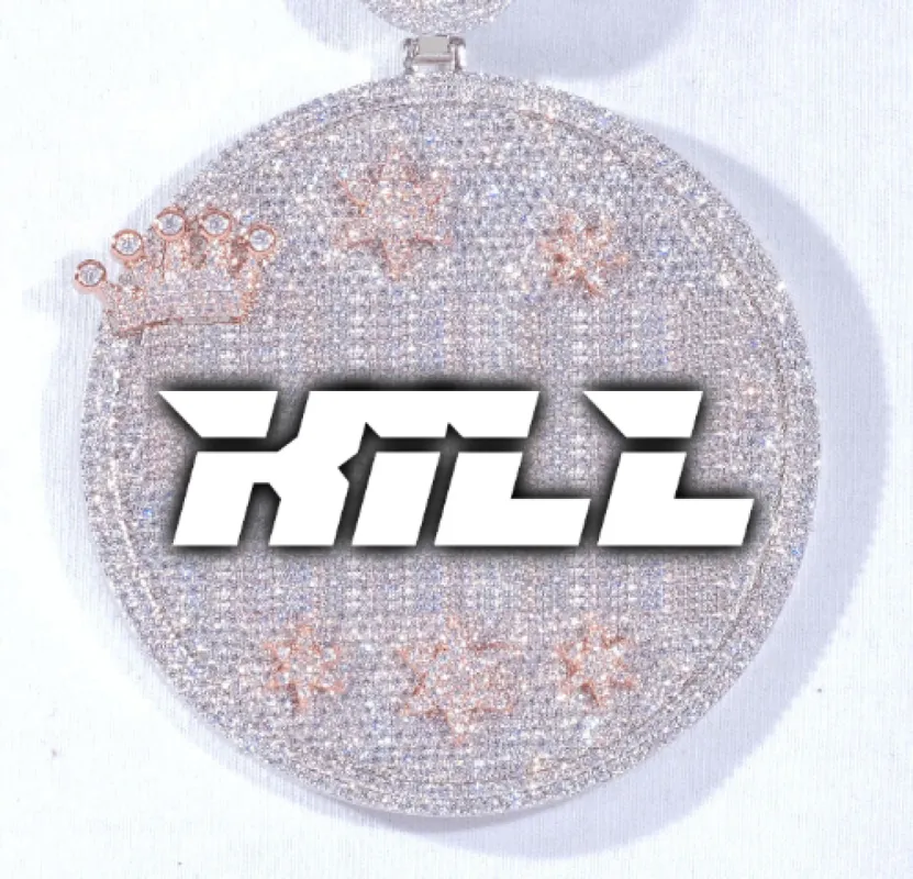 CUSTOM LETTER NECKLACE 3D BIG CROWN DISC sold by The GUU Shop