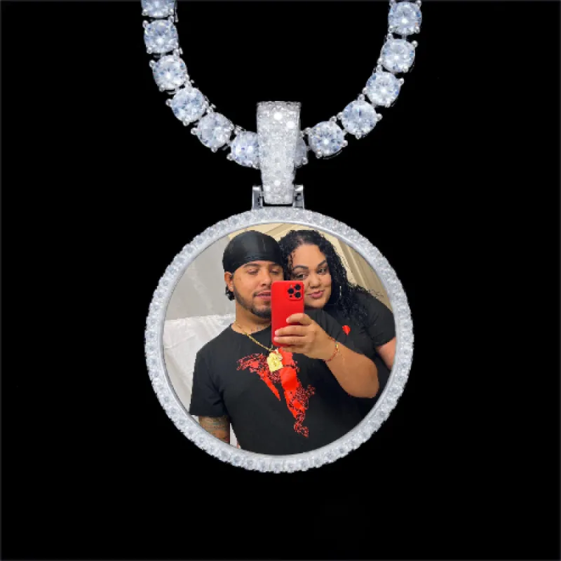 925S & VVS Moissanite 3D Circle Custom Picture Pendant sold by The GUU Shop