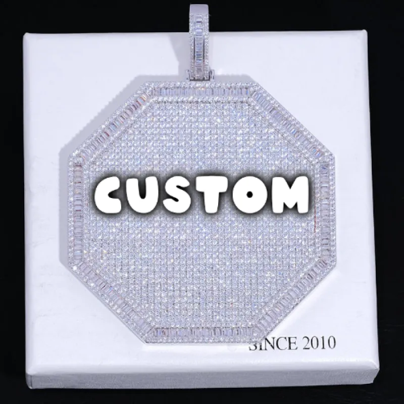 CUSTOM LETTER NECKLACE 3D BIG OCTAGON sold by The GUU Shop