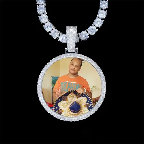 925S & VVS Moissanite 3D Circle Custom Picture Pendant sold by The GUU Shop