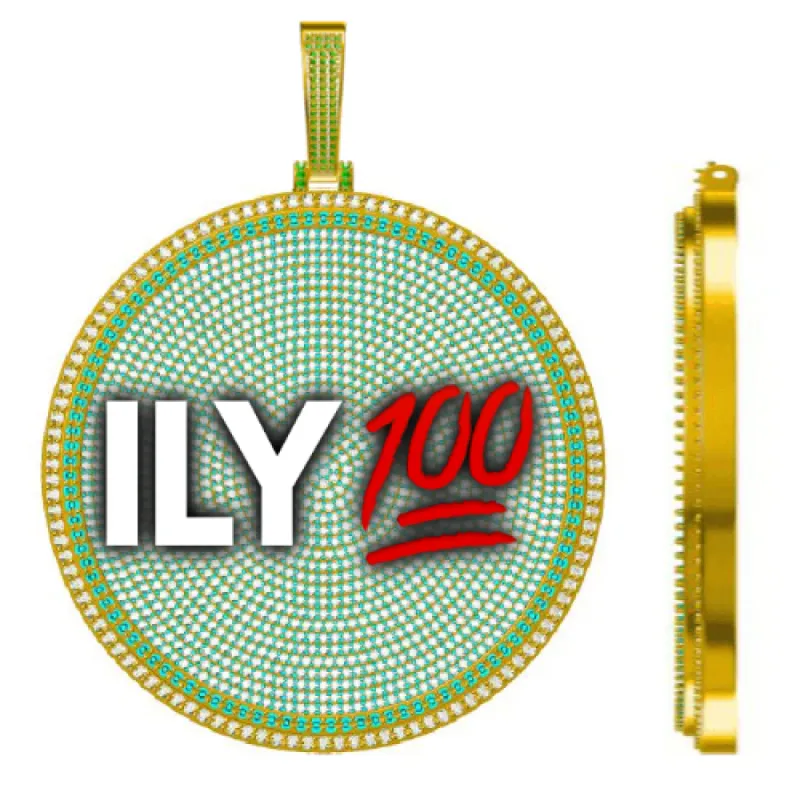 CUSTOM LETTER NECKLACE 3D BIG DISC sold by The GUU Shop