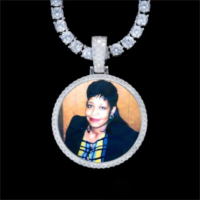 925S & VVS Moissanite 3D Circle Custom Picture Pendant sold by The GUU Shop