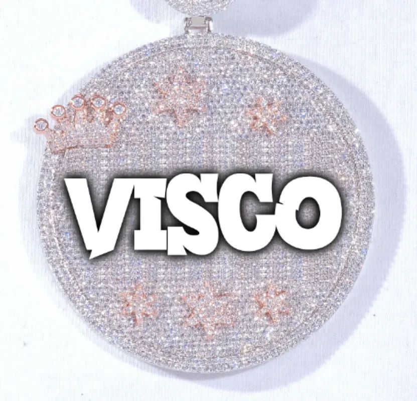 CUSTOM LETTER NECKLACE 3D BIG CROWN DISC sold by The GUU Shop