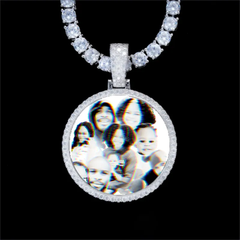 925S & VVS Moissanite 3D Circle Custom Picture Pendant sold by The GUU Shop