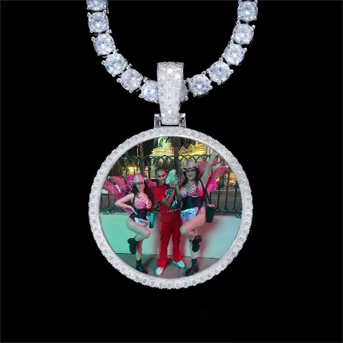 925S & VVS Moissanite 3D Circle Custom Picture Pendant sold by The GUU Shop