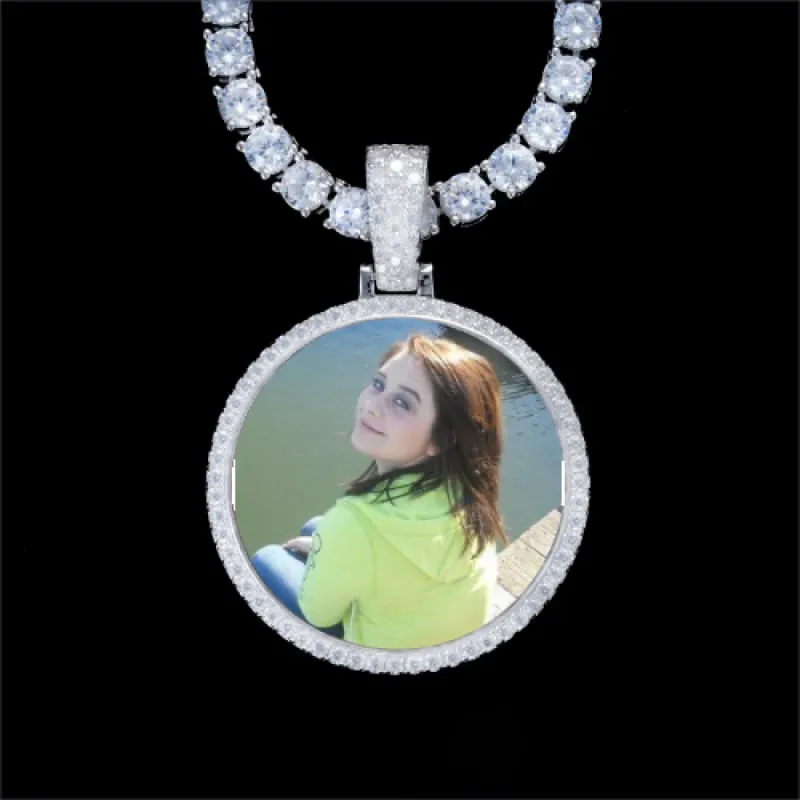 925S & VVS Moissanite 3D Circle Custom Picture Pendant sold by The GUU Shop