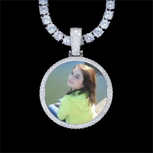 925S & VVS Moissanite 3D Circle Custom Picture Pendant sold by The GUU Shop